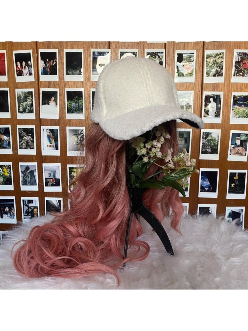 Faux Shearling Drawstring Baseball Cap - Picture 4 of 4
